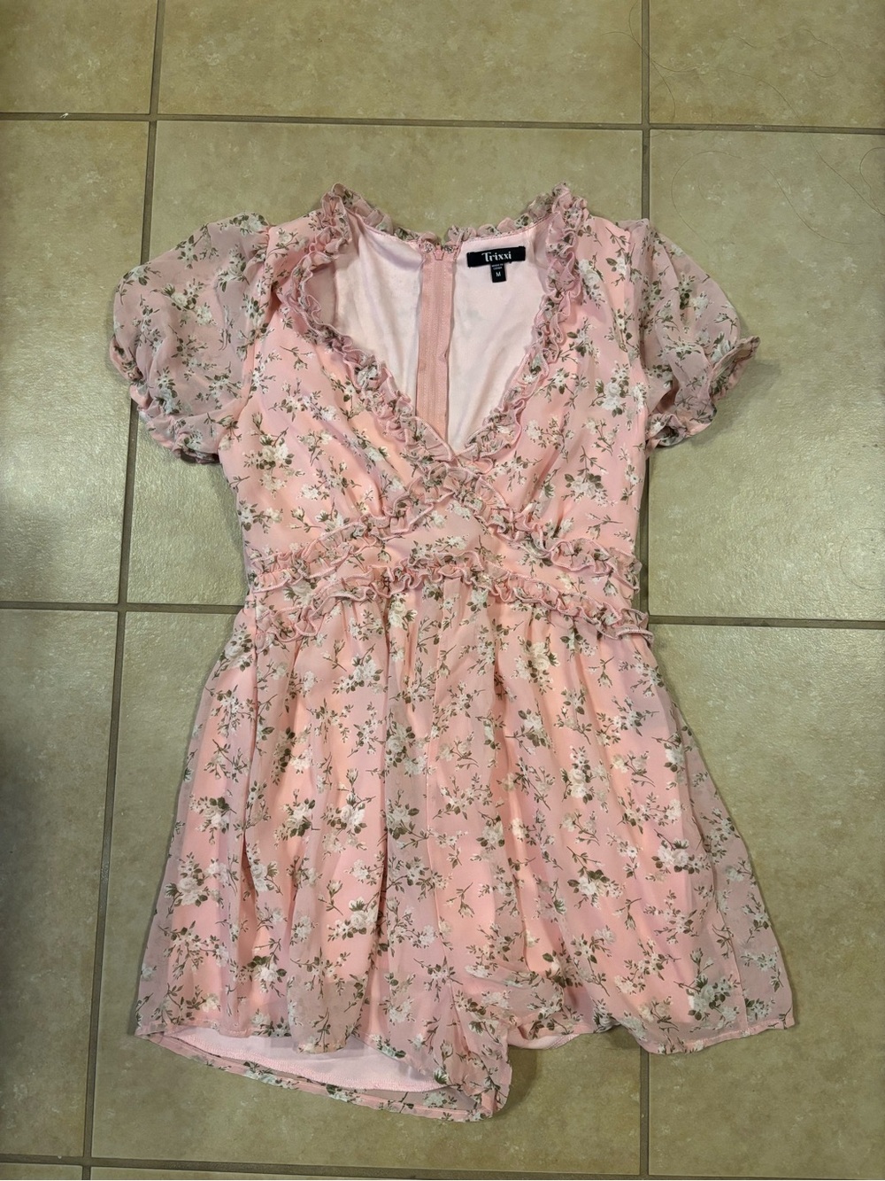 Trixxi Day Pink Floral Ruffle Romper